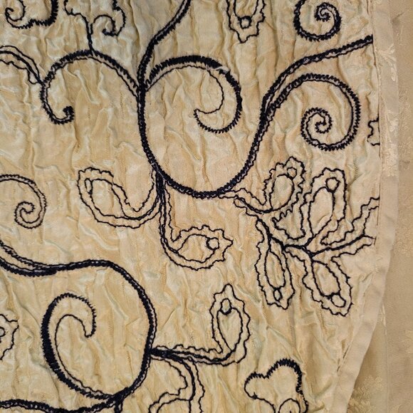 Chicos 3 Green Black Silk Embroidered Open‎ Front Jacket XL 16 Whimsy Artsy - Picture 3 of 5